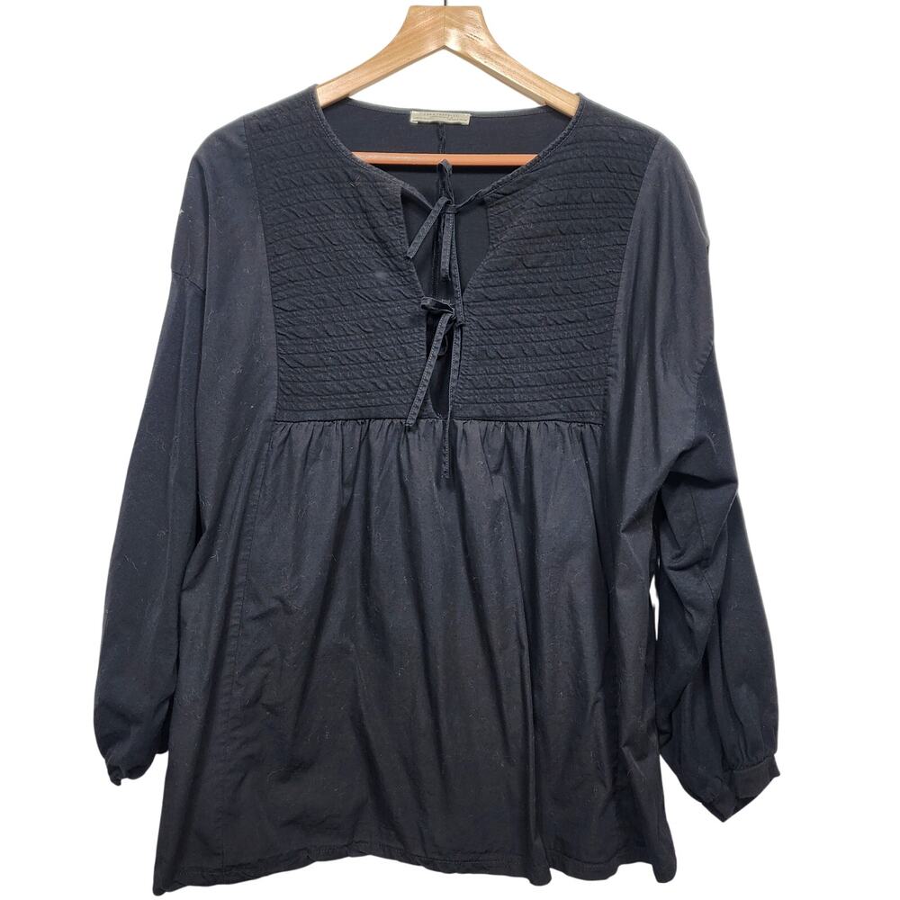 Women's Black Zara Tie Front Boho Blouse Size Small